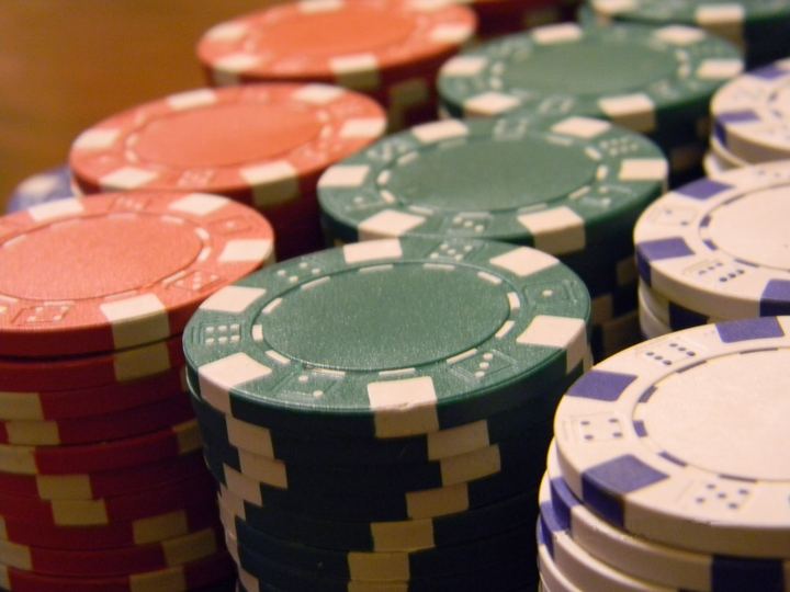 casino chips stack close-up