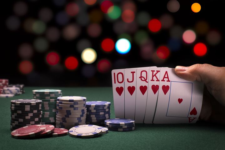 poker table with chips