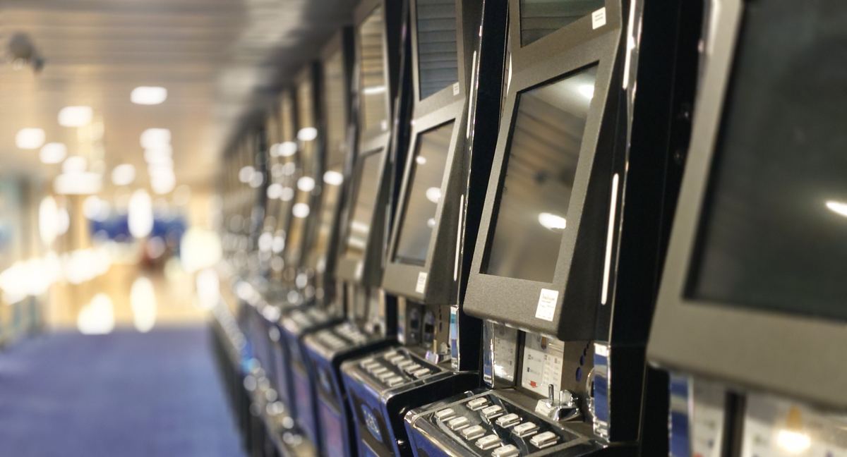 A row of slot machines